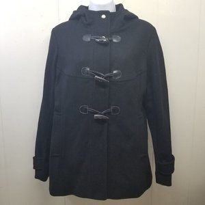 Michael Kors 10‎ Black Pea Coat Wool Blend Toggle Hood